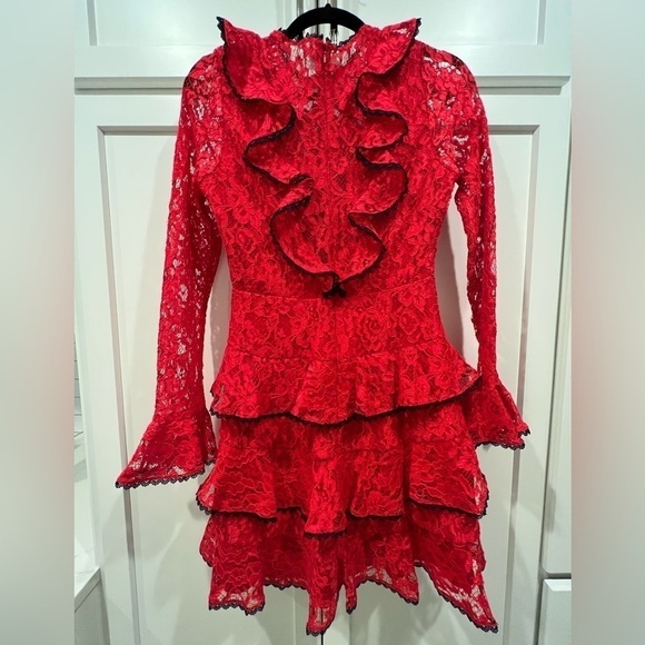 Alexis Tracie Long Sleeve Ruffle Mini Dress. Size Small. EUC!! - Picture 10 of 12